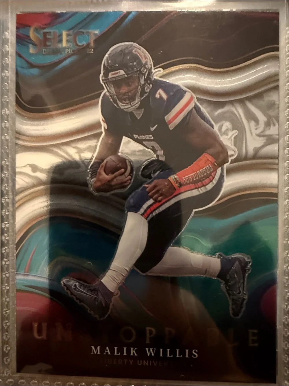 Unstoppable Malik Willis Sports Card - Navy, White, Orange